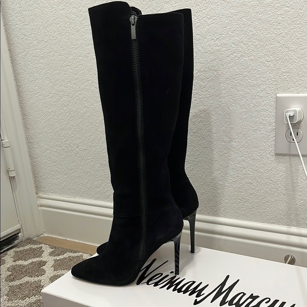 Neiman Marcus Black Heeled Boots
